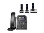 Polycom VVX 410 2200 46162 025 w 3 Wireless Handsets 12 line Mid Range Business Media Phone