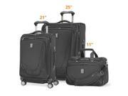 Crew11 21 25 Spinn Deluxe Tote Black 3 Piece Luggage Set