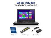 Lenovo ThinkPad L450 20DT001DUS 14 Core i5 4300U 8 GB RAM 256 GB SSD ThinkPad L450 14 1.90 GHz 256 GB 8GB