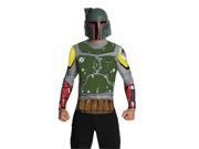 Adult Mens Boba Fett Star Wars Costume Mask Shirt Set Medium