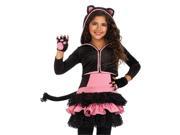 Girls Pink Black Cat Halloween Costume Hoodie Dress Large