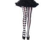 Sexy Harlequin Black White Diamond Stripe Stockings Tights