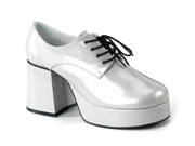 Silver 70s Disco Costume Mens Platform Shoe