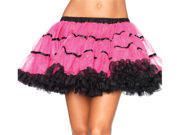 Sexy Womens Hot Pink Black Layered Short Crinoline Ribbon Tulle Petticoat