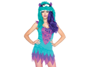 Sexy Womens Green Purple Monster Halloween Costume