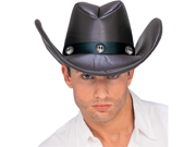 Adult Mens Western Costume Brown Faux Leather Cowboy Hat