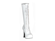 Sexy White Lace Up Patent Knee High Heel Boots