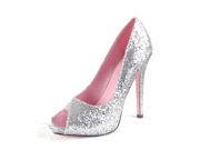 Sexy Silver Glitter Open Toe Pump 5 Heel Princess Costume Shoes