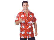 Mens Luau Halloween Costume Red Floral Hawaiian Shirt