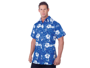 Mens Luau Halloween Costume Blue Floral Hawaiian Shirt