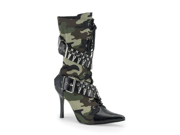 Army Camo Mid Calf High Heel Military Boots
