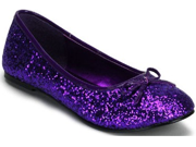 New Purple Glitter Glam Rock Flat Costume Shoes