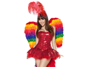Sexy Rainbow Parrot Bird Vegas Showgirl Dancer Halloween Costume