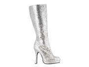 Sexy Disco Glam Knee High 4 Heel Silver Glitter Boots