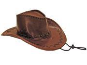 Mens Womens Brown Faux Leather Costume Cowboy Hat