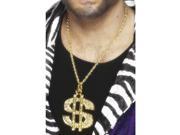 Adult Pimp Gangster Costume Gold Dollar Sign Bling Necklace