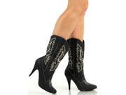 Black Western High Heel Cowgirl Cowboy Boots