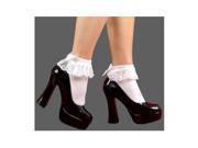 White Bow Lace Ruffle Ankle Anklet School Girl Socks