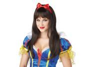 Snow White Long Brown Brunette Costume Wig Bow