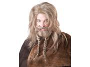Mens Blonde Blond Barbarian Viking Wig Beard Moustache