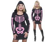 Womens Sexy Pink Skeleton Halloween Costume Hoodie Dress