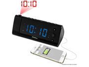 Electrohome USB Charging LED Alarm Clock Radio with Time Projection Battery Backup Auto Time Set Dual Alarm EAAC475