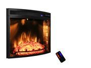 AKDY AK NEF06 28R 28 Black Electric Firebox Fireplace Heater Insert Curve Glass Panel W Remote