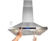 AKDY® 30 Stainless Steel Island Mount Dual LED Touch Control Panel Kitchen Range Hood w Remote AK NB02 IS 75