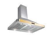 AKDY® 36 Stainless Steel Wall Mount Kitchen Range Hood w Luxury Gold LED Touch Control Panel AK N63190D GLD