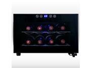 8 Bottles Black Freestanding Thermoelectric Refrigerator Quiet Counter Top Temperature Control Wine Cooler Cellar