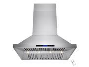 AKDY 48 Stainless Steel Island Mount Range Hood Dual Motor Touch Screen Display Light Lamp Baffle Filter Ductless Vented Cooking Fan Stove Kitchen Vents