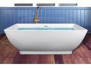 AKDY 65 Acrylic Bathtub Freestanding Bathroom Shower Spa Overflow Body Contemporary Square Rectangular Bath Tub Modern Soaking W Tub Filler Faucet