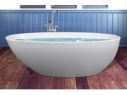 AKDY 69 Acrylic Bathtub Freestanding Bathroom Shower Spa Body Contemporary Oval Rounded Bath Tub Modern Soaking W Freestanding Bathtub Faucet