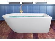AKDY 69 Acrylic Bathtub Freestanding Bathroom Shower Spa Overflow Body Contemporary Rectangular Rounded Bath Tub Modern Soaking W Tub Filler Faucet Bath Batht