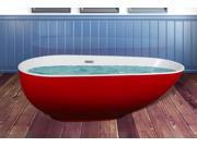 AKDY 67 Red White Acrylic Bathtub Freestanding Bathroom Shower Spa Body Contemporary Oval Rounded Bath Tub Modern Soaking