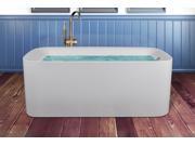 AKDY 61 White Acrylic Bathtub Freestanding Bathroom Shower Spa Body Contemporary Rectangular Bath Tub Modern Soaking w Tub Filler Faucet Bath Bathtub Floor Mo