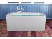 AKDY 61 White Acrylic Bathtub Freestanding Bathroom Shower Spa Body Contemporary Rectangular Bath Tub Modern Soaking w Freestanding Bathtub Faucet Floor Mount