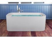 AKDY 61 White Acrylic Bathtub Freestanding Bathroom Shower Spa Body Contemporary Rectangular Bath Tub Modern Soaking w Freestanding Bathtub Faucet Floor Mount