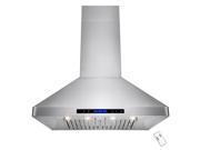 AKDY 36 Stainless Steel Wall Mount Range Hood with Touch Screen Display Halogen Lights Baffle Filter Vented Cooking Fan Stove Kitchen Vents
