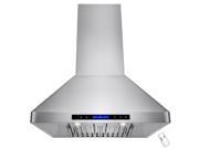 AKDY 30 Stainless Steel Island Mount Range Hood 410CFM Touch Screen Display Baffle Filter Ductless Vented Cooking Fan Stove Kitchen Vents