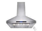 AKDY 36 Stainless Steel Island Mount Range Hood 410 CFM Touch Screen Display Light Baffle Filter Ductless Vented Cooking Fan Stove Kitchen Vents