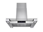 AKDY 36 Stainless Steel Island Mount Range Hood Touch Screen Display Light Lamp Baffle Filter Vented Cooking Fan Stove Kitchen Vents LED