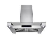 AKDY 30 Stainless Steel Island Mount Range Hood Touch Screen Display Light Lamp Baffle Filter Vented Cooking Fan Stove Kitchen Vents LED