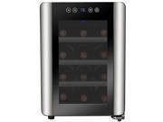 AKDY 12 Bottle Freestanding Single Zone Thermoelectric Chiller Cellar in Stainless Steel with Touch Controls Wine Cooler