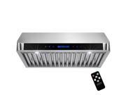 AKDY 30 Stainless Steel Under Cabinet Range Hood Touch Panel Kitchen Cooking Fan with Remote