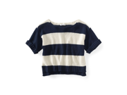 Aeropostale Womens Stripe Wide fit Cropped Knit Sweater 404 XL