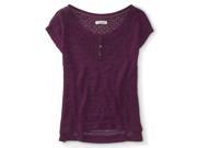 Aeropostale Womens Sheer Mixed Knit Henley Sweater 625 L