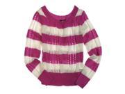 Ecko Unltd. Womens Open Neck Stripe Cable Knit Sweater berry XS