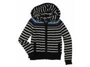 Ecko Unltd. Womens Fair Isle Zip Front Hooded Knit Sweater black XS