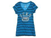 Ecko Unltd. Womens Stripe Glitter V neck Graphic T Shirt bluejewel XS